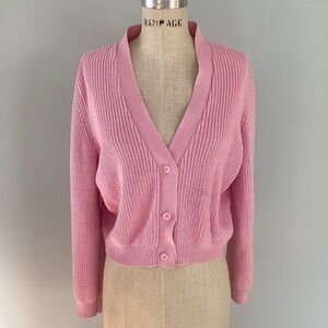 Melrose and Market Pink Ribbed Knit Cardigan Size XLarge
